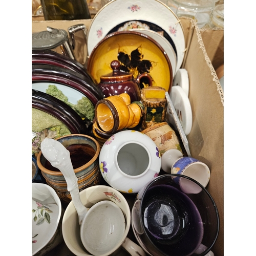 179 - Box Including Assorted Wall Plates, Teaware Etc