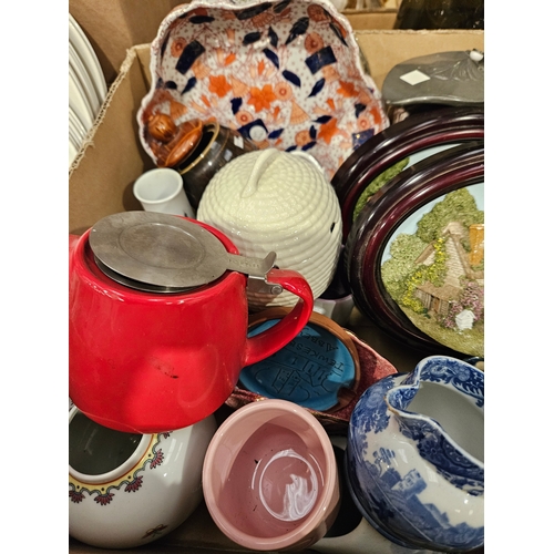 179 - Box Including Assorted Wall Plates, Teaware Etc