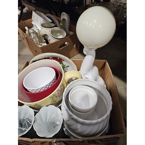 181 - Box Including Assorted Plant Bowls, Lamp Etc