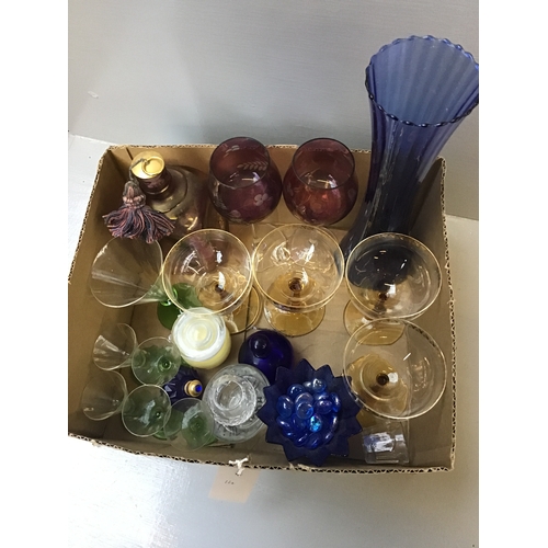 84 - Box of Misc Coloured Glassware