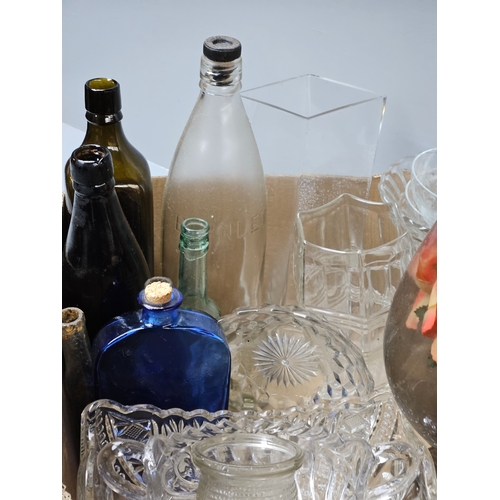 116 - Box Of Assorted Glass Bottles, Vases Etc