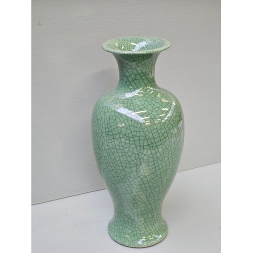 133 - Oriental Style Green Crackle Vase H31cm