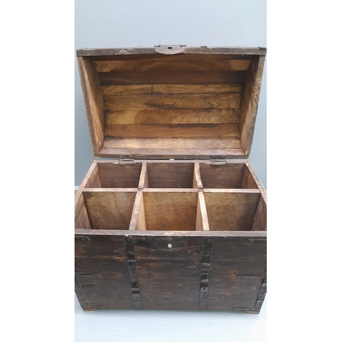 16 - Wooden Domed Top Chest For 6 Bottles H34cm