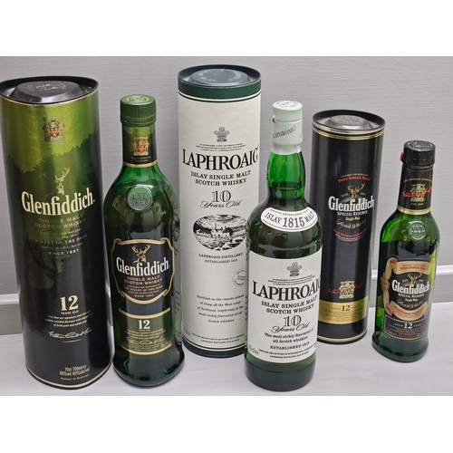 20 - 70 Cl Glenfiddich Single Malt Scotch Whisky 12 Years Old, 70 Cl Laphroaig Islay Single Malt Scotch W... 