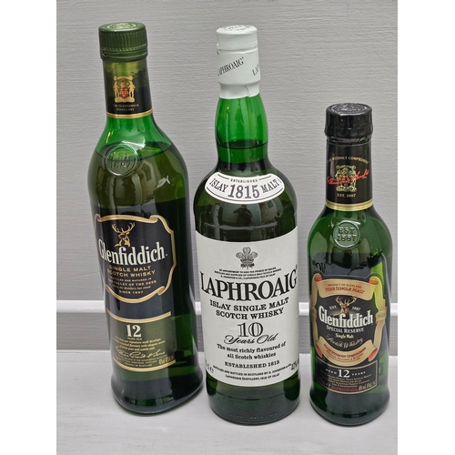 20 - 70 Cl Glenfiddich Single Malt Scotch Whisky 12 Years Old, 70 Cl Laphroaig Islay Single Malt Scotch W... 