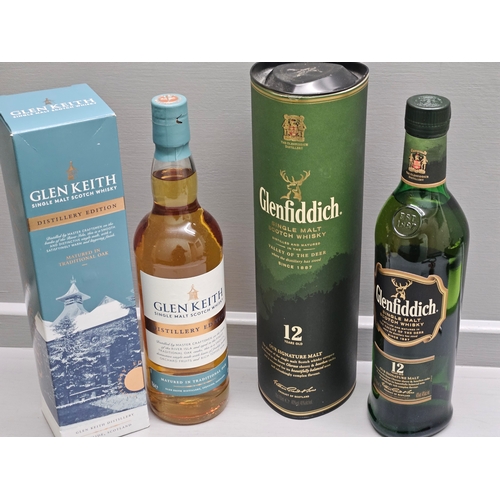 24 - 70 Cl Glen Keith Single Malt Scotch Whisky Distillery Edition, 70 Cl Glenfiddich Single Malt Scotch ... 