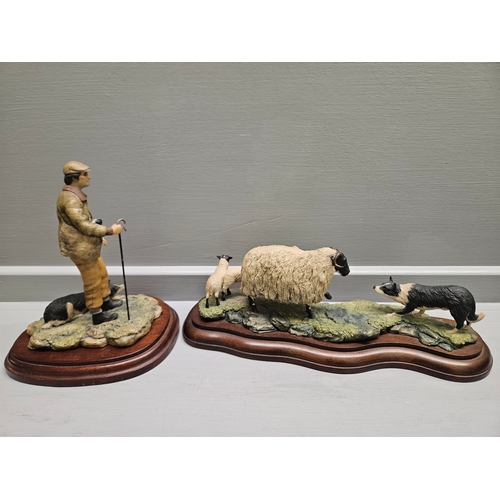 48 - 2 Border Fine Arts 'Collie, Shepherd & Lamb' 106 By R Ayres & Blackfaced Ewe & Border Collie' 104 By... 