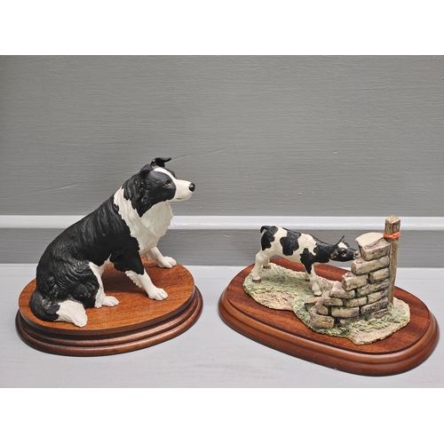 50 - Two Border Fine Arts 'Morning Feed (Black-White) JH82A By J A Butler On Wood Base & 'Border Collie' ... 