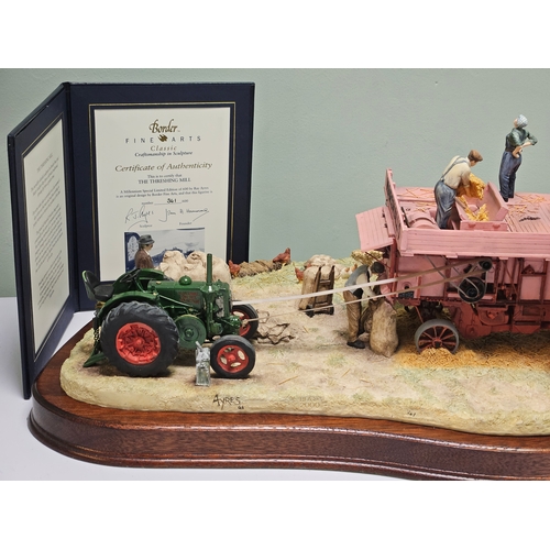 73 - Border Fine Arts 'The Threshing Mill' B0361 By Ray Ayres Limited Edition 341/600 On Wood Base With B... 