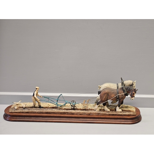 93 - Border Fine Arts 'Felling The Furrow' L57 By J Boyt Limited Edition 241/350 on Wood Base