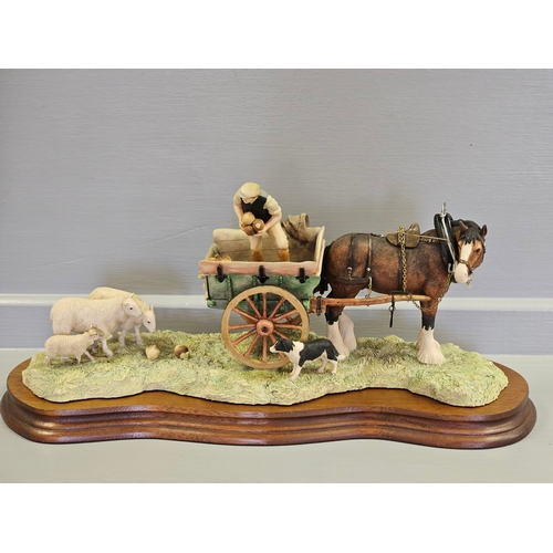 103 - Border Fine Arts 'Supplementary Feeding' JH57 By J A Butler Limited Edition 347/1750 On Wood Base