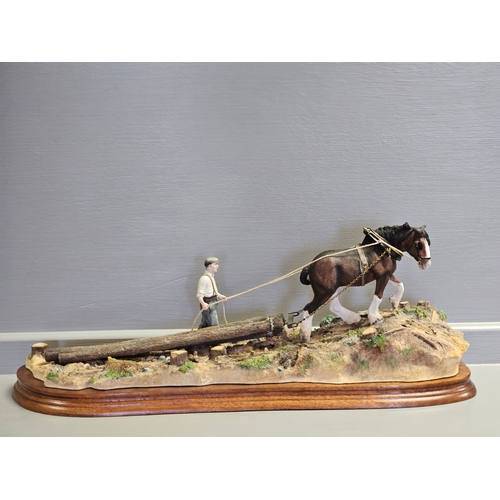 109 - Border Fine Arts 'Logging' B0700 By R Ayres Limited Edition 272/1750 On Wood Base