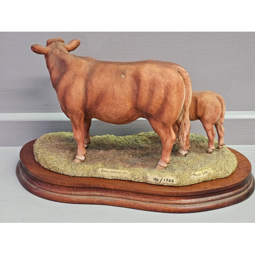 268 - Border Fine Arts 'Limousin Cow & Calf' Style One L157 By Anne Wall Limited Edition 100/1500 With Cer... 