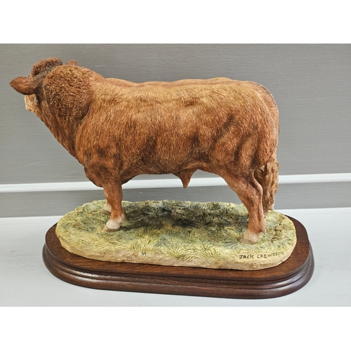 291 - Border Fine Arts 'Limousin Bull Large' B0531 Style Two By Jack Crewdson With Certificate On Wood Bas... 