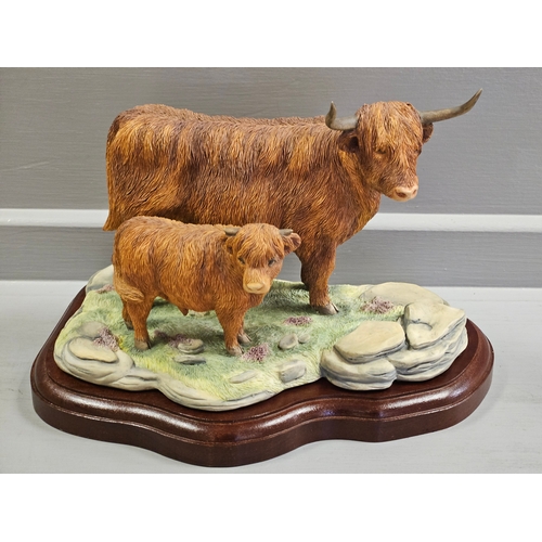 304 - 'Highland Cow & Calf' By Richard Sefton On Wood Base