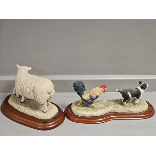 324 - Border Fine Arts 'Texel Ewe & Lamb' 120 On Base (Damage To Ewe's' Ear) & 'Chickening Out' A0189 By R... 