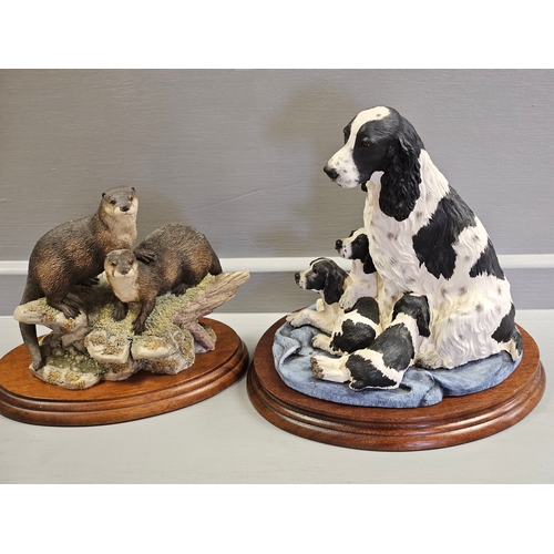 326 - Border Fine Arts 'English Springer Spaniel & Pups Black & White' B0533B By M Turner Limited Edition ... 