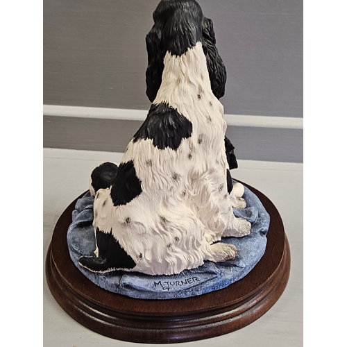 326 - Border Fine Arts 'English Springer Spaniel & Pups Black & White' B0533B By M Turner Limited Edition ... 