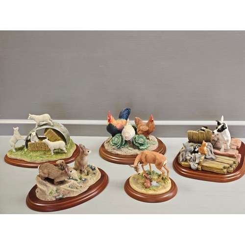 329 - 5 Border Fine Arts 'Lunch At The Savoy' B0441, 'Lambs & Shelter' A3704,  'Jack Russell Terrier & Kit... 