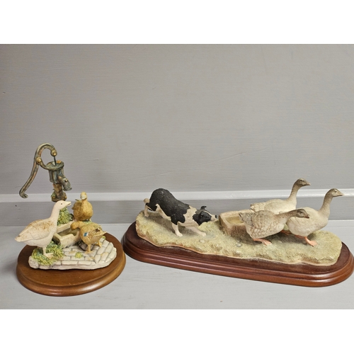 333 - Border Fine Arts 'A Wild Goose Chase' B0088 By R Ayres On Wood Base & 'Thirsty Work' JH45 By D Walto... 