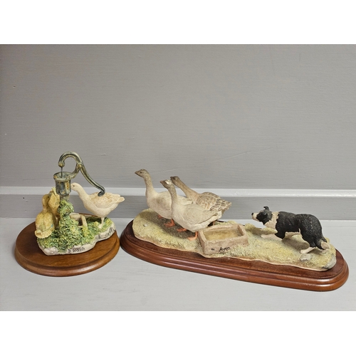 333 - Border Fine Arts 'A Wild Goose Chase' B0088 By R Ayres On Wood Base & 'Thirsty Work' JH45 By D Walto... 