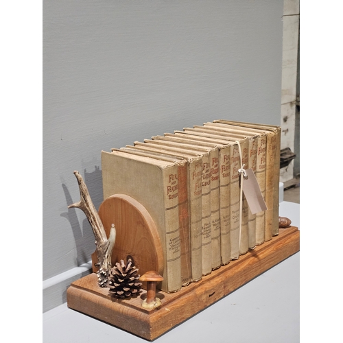 3 - Wooden Book Rack & 11 Volumes Of Fur & Feather Series