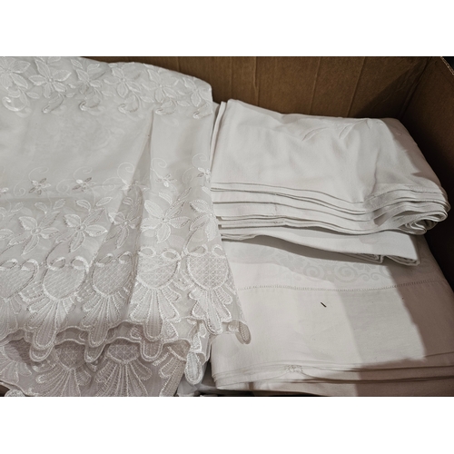 54 - Assorted Lace Curtains, Tablecloths Etc