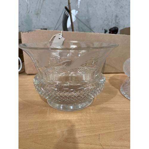 86 - Cut Glass Crystal Vase and Rose Bowl