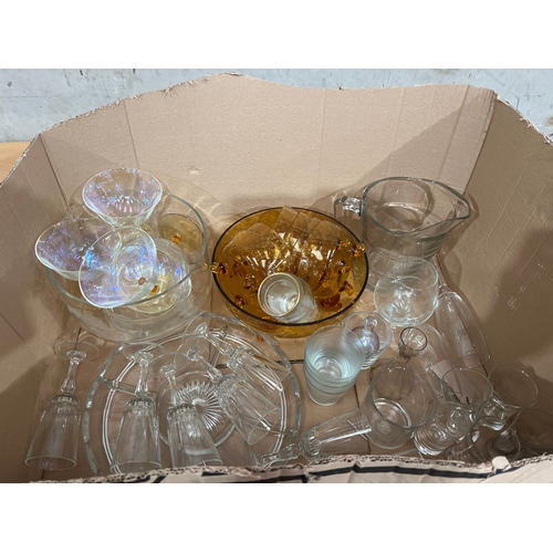 88 - Box of Misc Coloured Glass, Wine Glasses, Etc