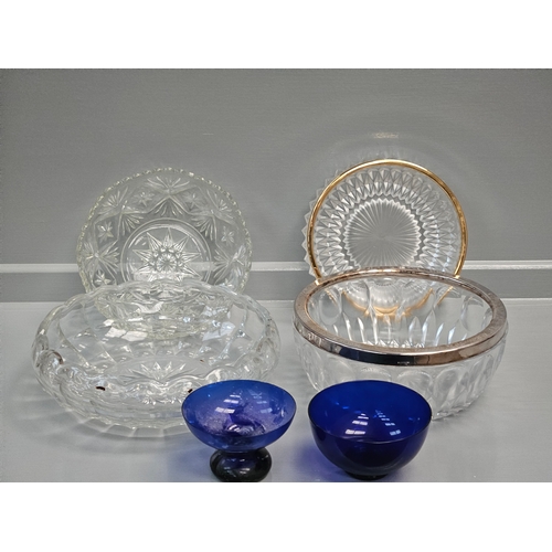 110 - Box Including Assorted Cut Glass & Plated Fruit Bowls, Serving Dishes Etc