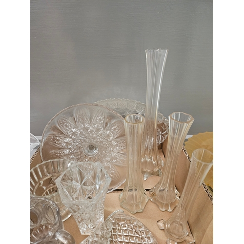 114 - Box Including Glass Cake Plates, Vases, Jugs Etc