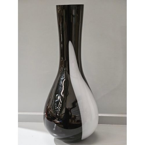 123 - Tall Black & White Bulb Shaped Vase H52cm