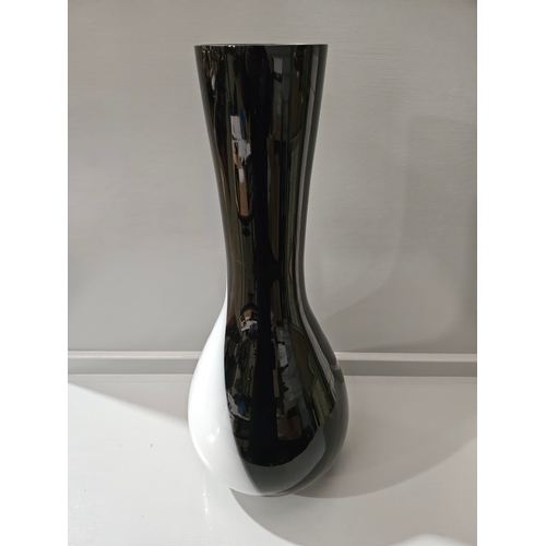 123 - Tall Black & White Bulb Shaped Vase H52cm