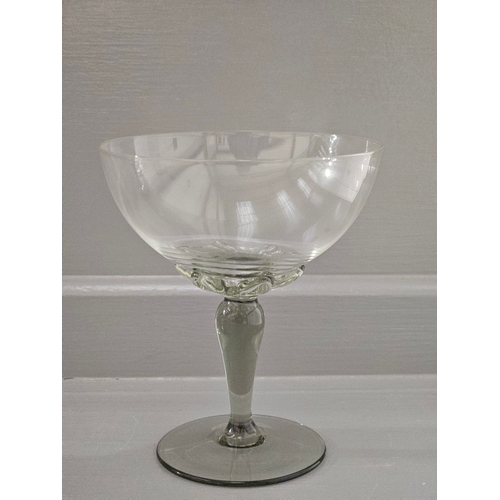 124 - 8 Green Stemmed Coupe/Cocktail Glasses & 1 Other