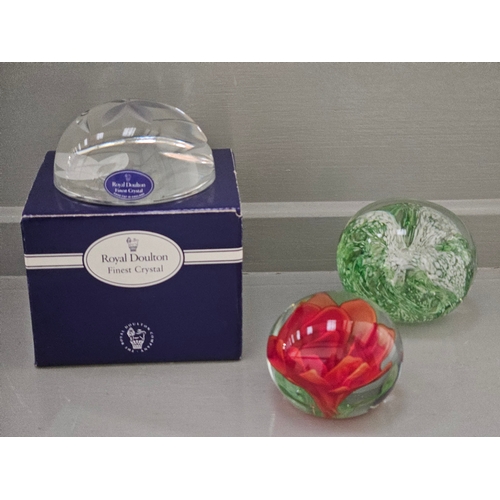 126 - Royal Doulton Crystal Paperweight In Box & 2 Others