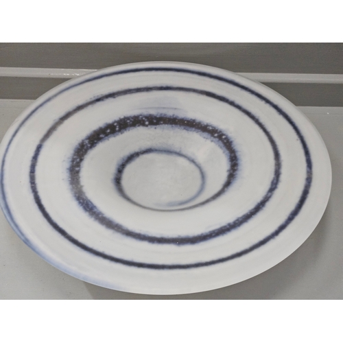 127 - Large Blue & White Spiral Bowl H6cm W37cm