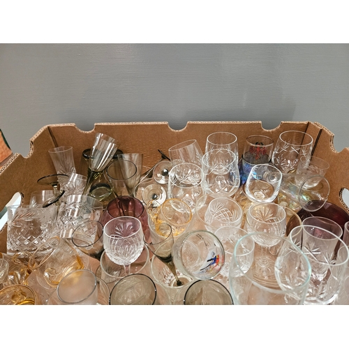 129 - Box Including Cut Glass Glasses, Assorted Glasses Etc