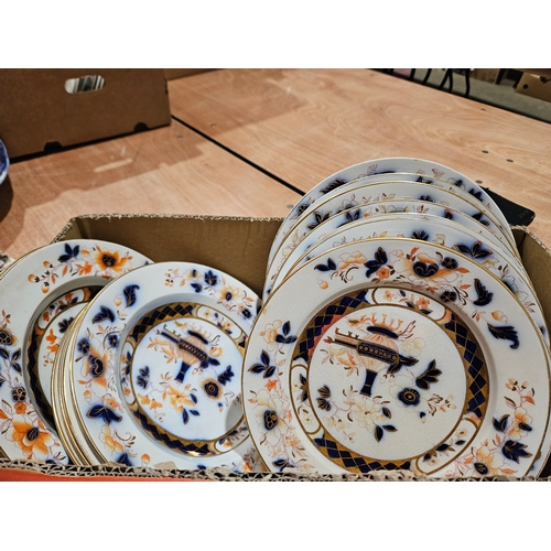 142 - 18 Ironstone Dinner Plates, Tea Plates & Soup Bowls Circa 1875