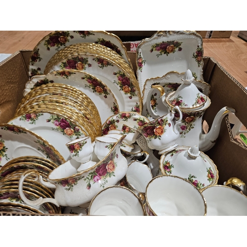 149 - (2 Boxes) 135 Pieces Royal Albert Old Country Roses Dinner & Teaware