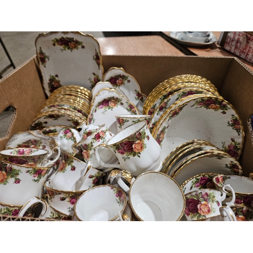 149 - (2 Boxes) 135 Pieces Royal Albert Old Country Roses Dinner & Teaware