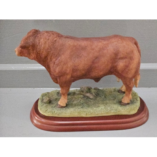 165 - Border Fine Arts 'Limousin Bull' A0739 On Wood Base