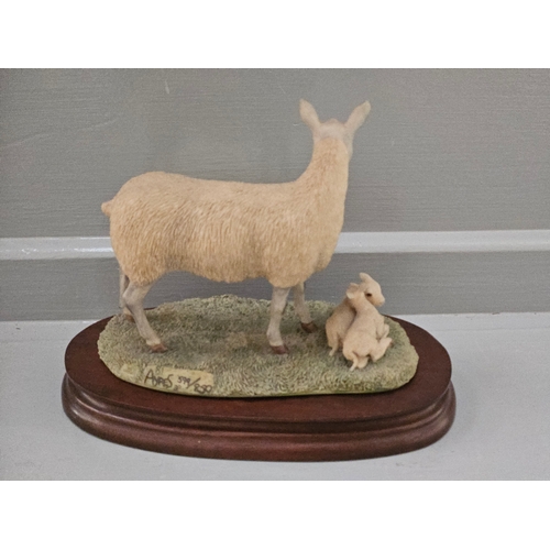 166 - Border Fine Arts 'Blue Faced Leicester Ewe & Lambs' By R Ayres Limited Edition 599/850 With Certific... 