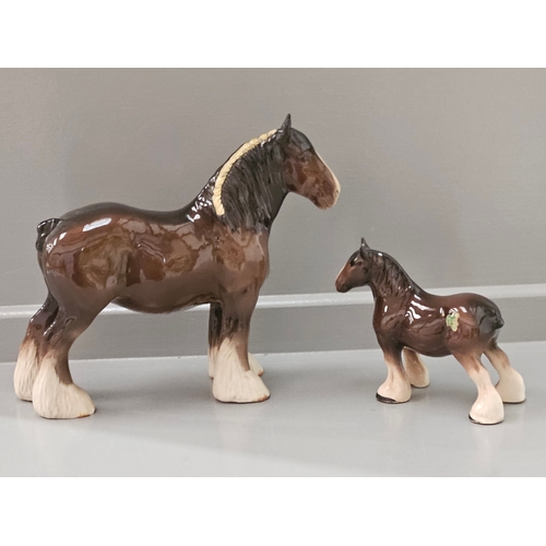 172 - 2 Beswick Heavy Horse Figurines