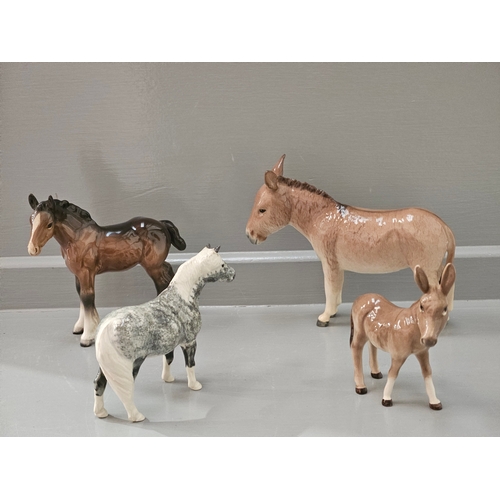 173 - 2 Beswick Donkeys, Beswick Horse & 1 Other