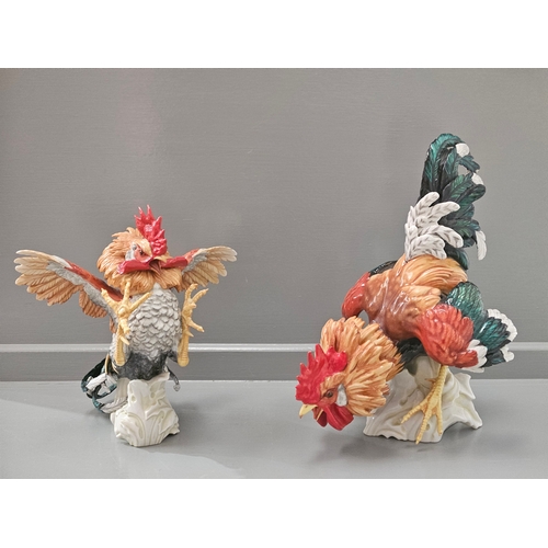 179 - 2 Algora Fighting Cocks Figurines