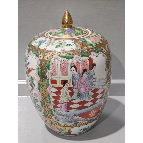 180 - Oriental Famille Rose Style Porcelain Melon Jar & Lid H27cm