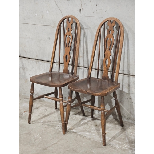 787 - 2 Oak Wheelback Kitchen Chairs & 4 Others