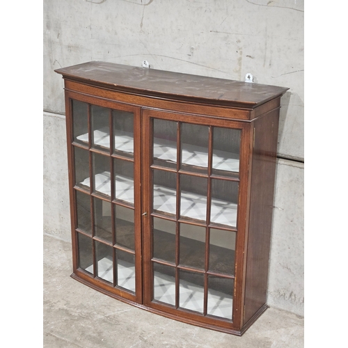 788 - Mahogany Glazed Wall Display Cabinet H68cm W66cm With Key