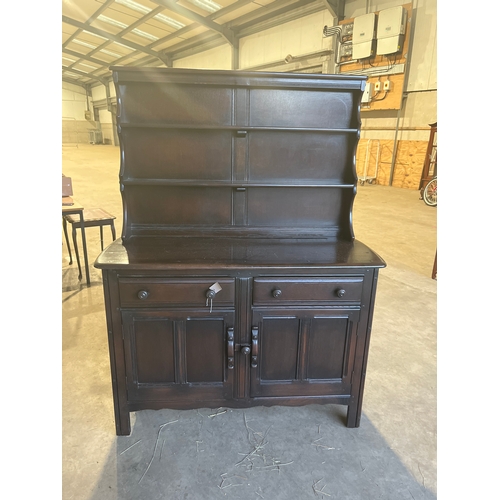 789 - Dark Ercol Style Dresser H160cm W123cm D47cm