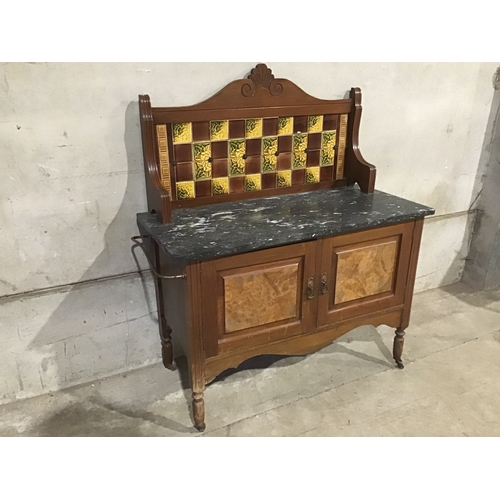 794 - Walnut Marble Top Wash Stand With Walnut Dressing Table